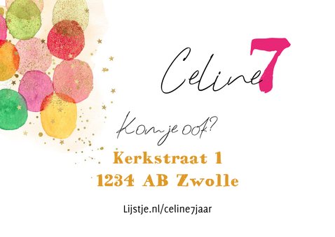 Kleurrijke uitnodiging kinderfeestje watercolor ballonnen 2