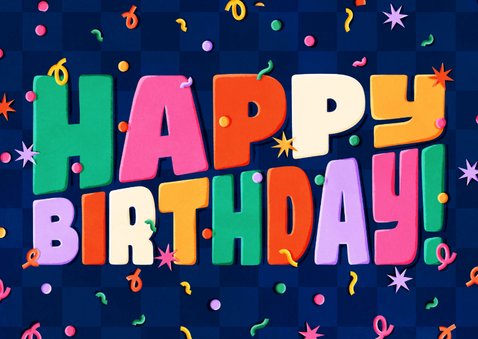 Kleurrijke verjaardagskaart Happy Birthday met confetti 2