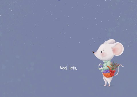 Knusse winterkaart met muis en uil 3