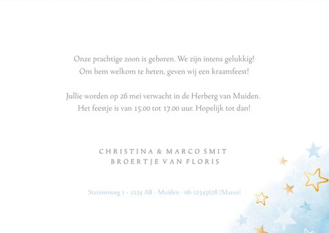Kraamborrel uitnodiging jongen babyblauw voetjes 3