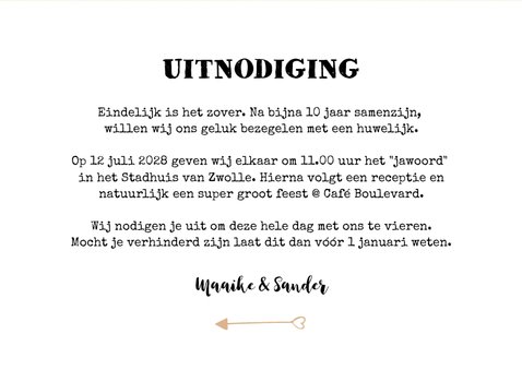 Kraftlook ticket trouwkaart uitnodiging foto hartjes 3