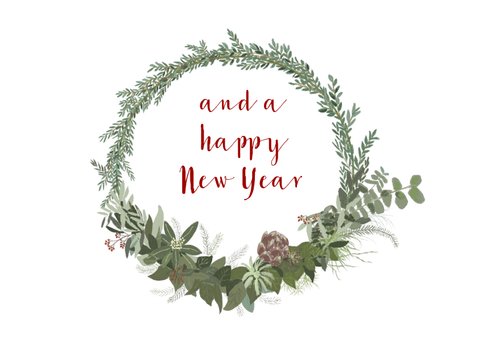 krans met kerst- en nieuwjaarswens 2