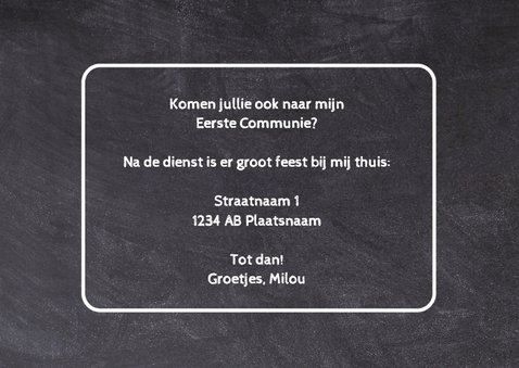Krijtbord Communie foto - DH 3