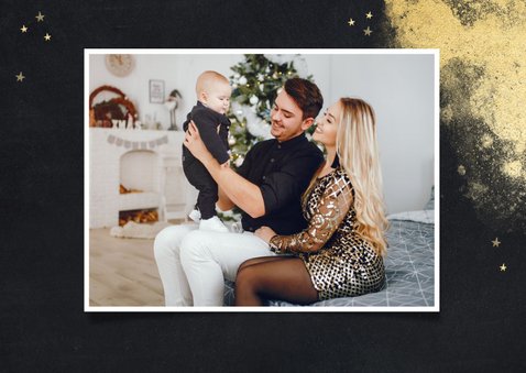 Krijtbordlook fotokaart fijne feestdagen 2021 gouden sterren 2