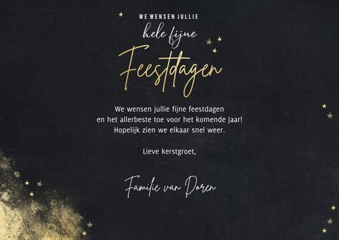 Krijtbordlook fotokaart fijne feestdagen 2026 gouden sterren 3