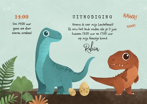 Lentefeest jongen dino T-rex Brontosaurus Jurassic jungle 3