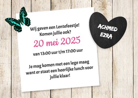 Lentefeest kaart met hout - DH 3