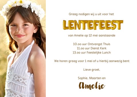 Lentefeest uitnodiging ballonnen goud 3