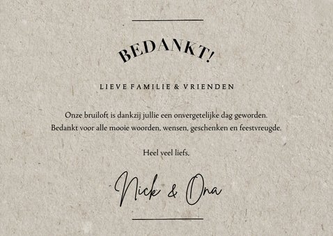 Less is more bedanktkaart trouwen moderen typografie 3