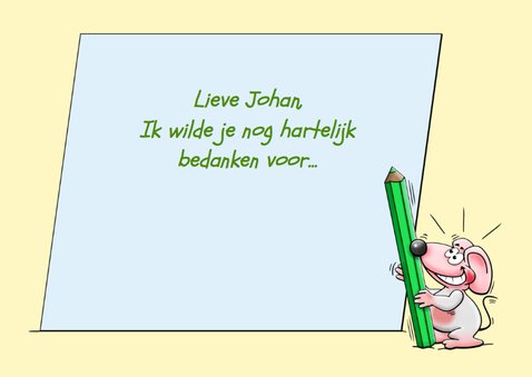 Leuk bedankkaartje met muisje en olifant met briefje 2