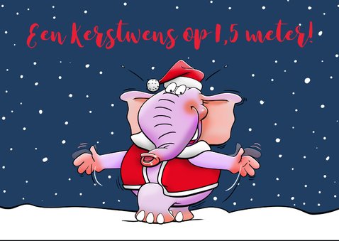 Leuke kerstkaart met 2 olifanten die elkaar kussen 2