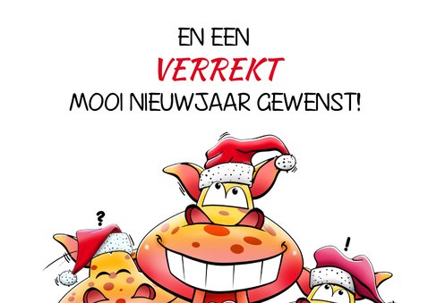 Leuke kerstkaart met drie giraffen met verdraaide nekken 2