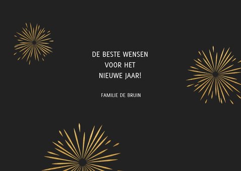 Leuke nieuwjaarskaart met typografie en vuurwerk 3