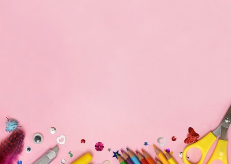 Leuke uitnodiging knutsel- of creatief kinderfeestje Achterkant