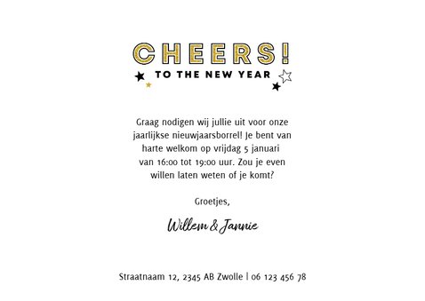 Leuke uitnodiging nieuwjaarsborrel met foto en champagne 3