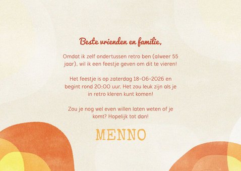 Leuke uitnodiging voor verjaardagsfeest met retro thema 3