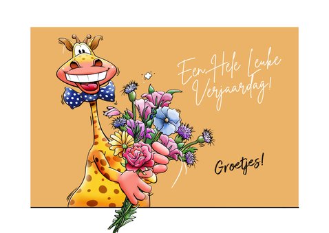 Leuke verjaardagskaart giraf die een boodschap overbrengt 3