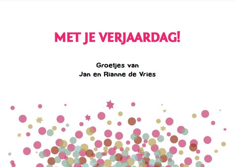 Leuke verjaardagskaart met confetti voor vrouw of meisje 3