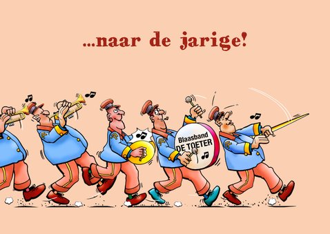 Leuke verjaardagskaart met fanfare, voor een vrouw 2