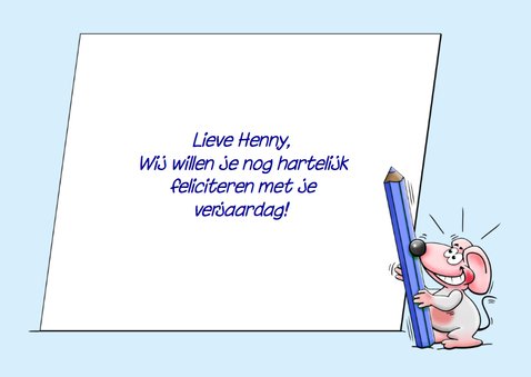 Leuke verjaardagskaart olifant en muisje met briefje 2