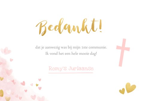 Lief bedankje voor een meisjes communie vlinders hartjes 3