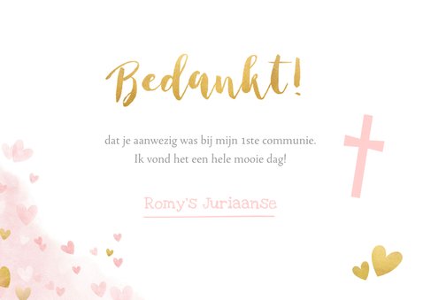 Lief bedankje voor een meisjes communie vlinders hartjes 3