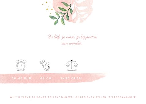 Lief botanisch geboortekaartje met olifantje in aquarel 2