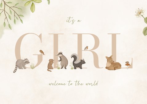 Lief felicitatiekaartje met waterverf en dierenletters 2