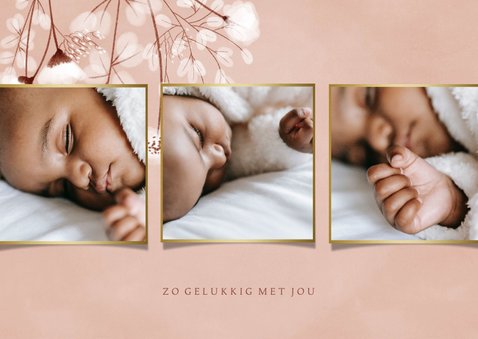 Lief geboorte bedankkaartje droogbloemen en foto's 2