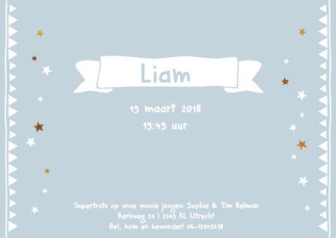 Lief geboortekaartje foto Liam 3