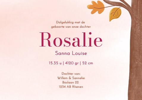  Lief geboortekaartje meisje eekhoorn met baby in herfst 3