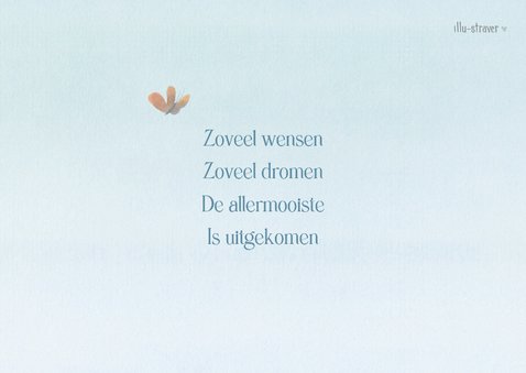 Lief geboortekaartje met konijn tussen madeliefjes 2