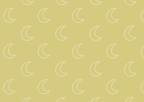 Lief geboortekaartje met patroon van maantjes Achterkant