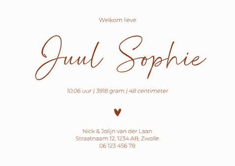 Lief geboortekaartje natuur bergen beige met koper 3