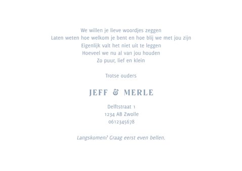 Lief wit geboortekaartje met illustratie van vosje jongen 3