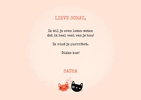Liefde kaart met katten "You are just purrfect" 3