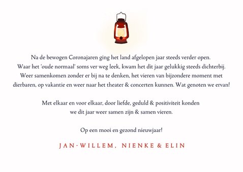 Liefdevolle kerstkaart - Teckel met lampjes in de sneeuw 3