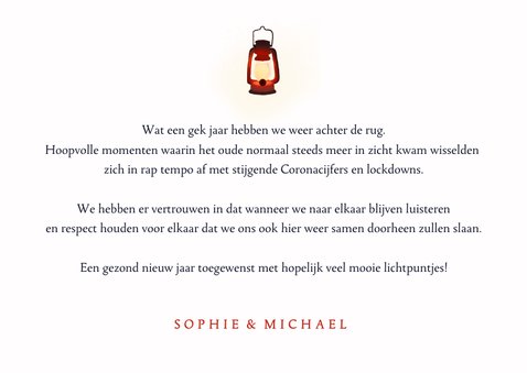 Liefdevolle nieuwjaarskaart Teckel met lampjes in de sneeuw 3
