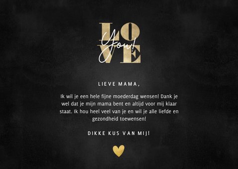 Lieve moederdag kaart goudlook I love you en foto's 3