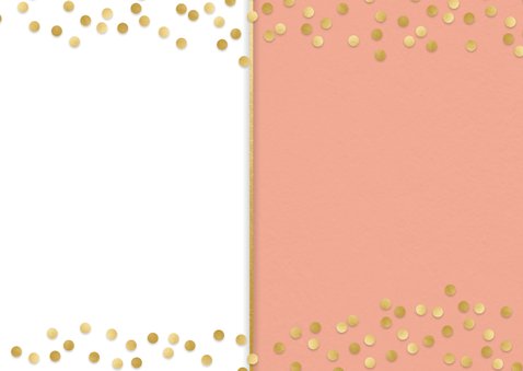 Lieve stijlvolle communiekaart meisje met gouden confetti Achterkant