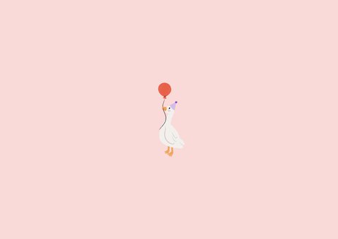 Lieve uitnodiging kinderfeestje met eendjes ballonnen roze Achterkant