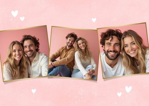 Lieve Valentijnskaart met foto's Valentijnsknuffel & hartjes 2