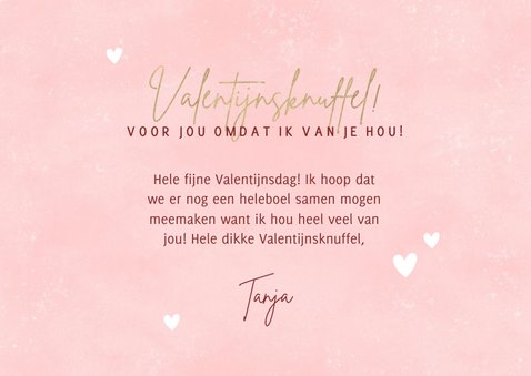 Lieve Valentijnskaart met foto's Valentijnsknuffel & hartjes 3