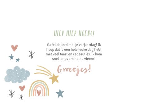 Lieve verjaardagskaart voor meisje regenbogen en sterretjes 3