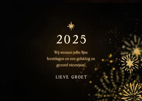 Liggende kerstkaart 2025 3D met vuurwerk 3