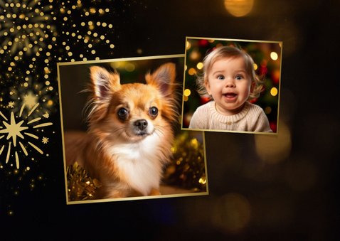Liggende kerstkaart 2027 3D met vuurwerk 2