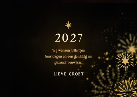 Liggende kerstkaart 2027 3D met vuurwerk 3