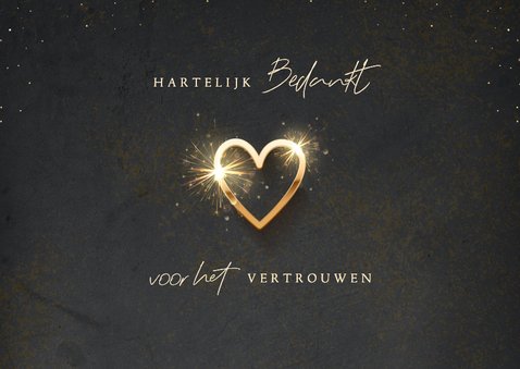 Luxe zakelijke kerstkaart gouden jaartal en sprankelend hart 2