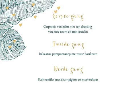 Menukaart trouwen botanical hartjes 2