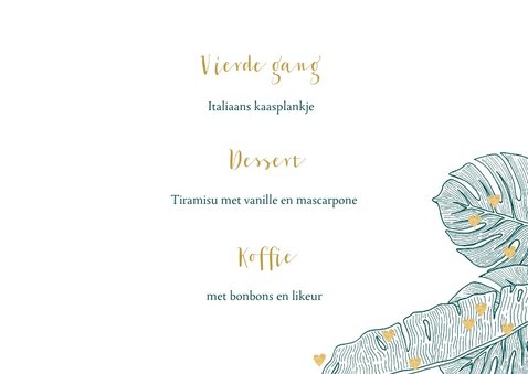 Menukaart trouwen botanical hartjes 3